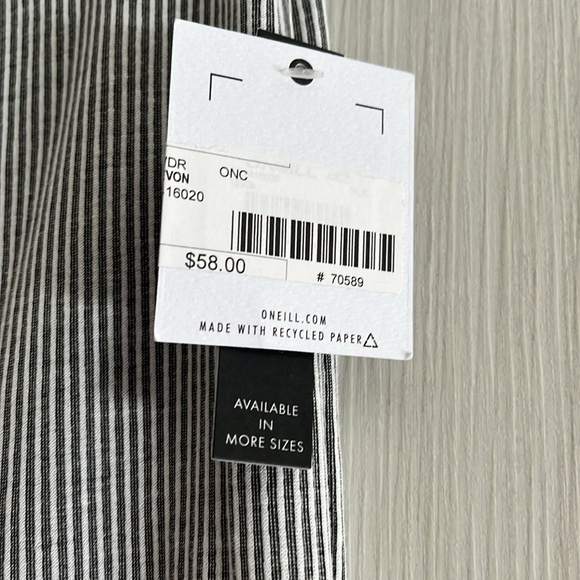 NWT O’Neill blue and white vertical stripe short sleeve dress - Picture 3 of 4